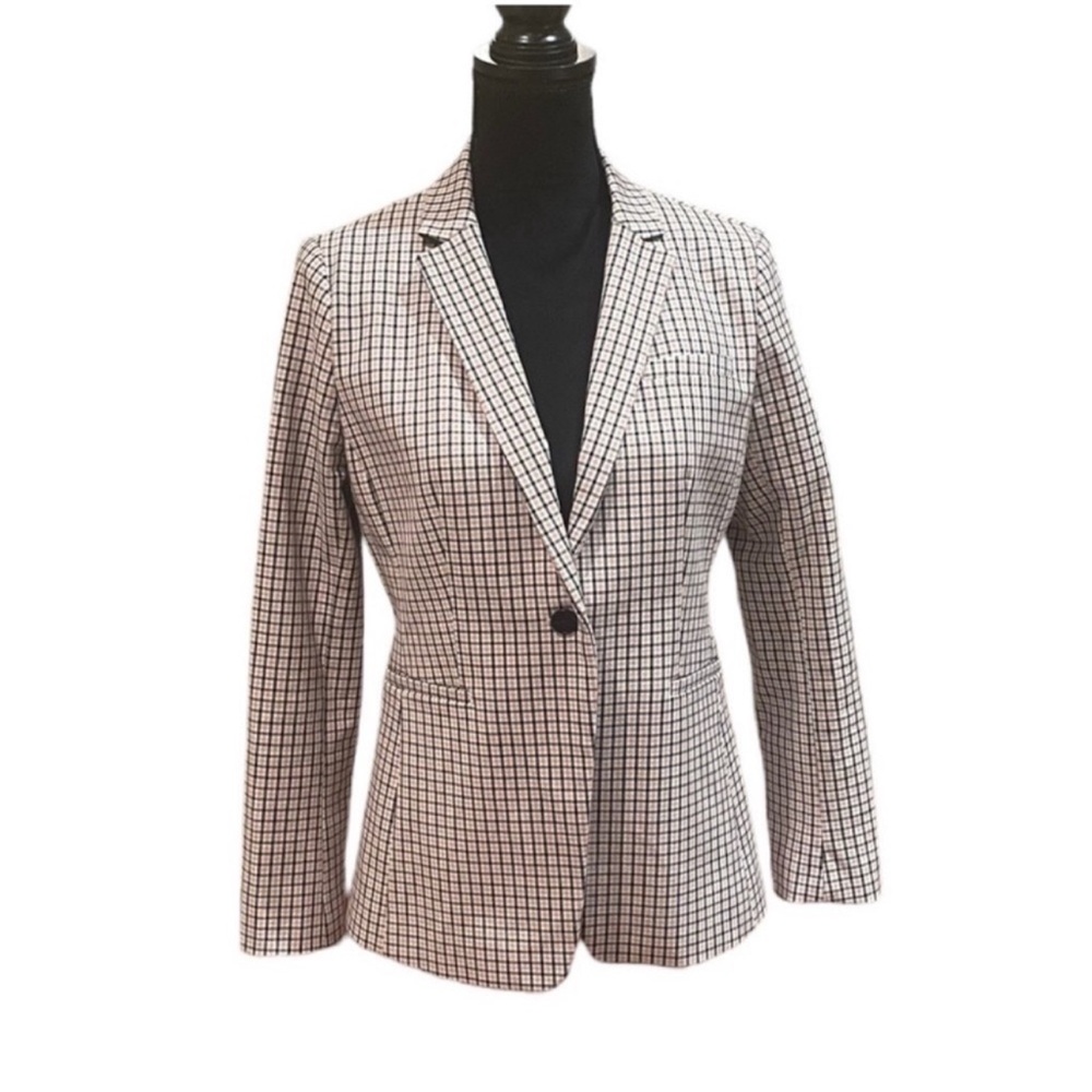 Banana Republic long & lean preppy check print light academia blazer size 6P